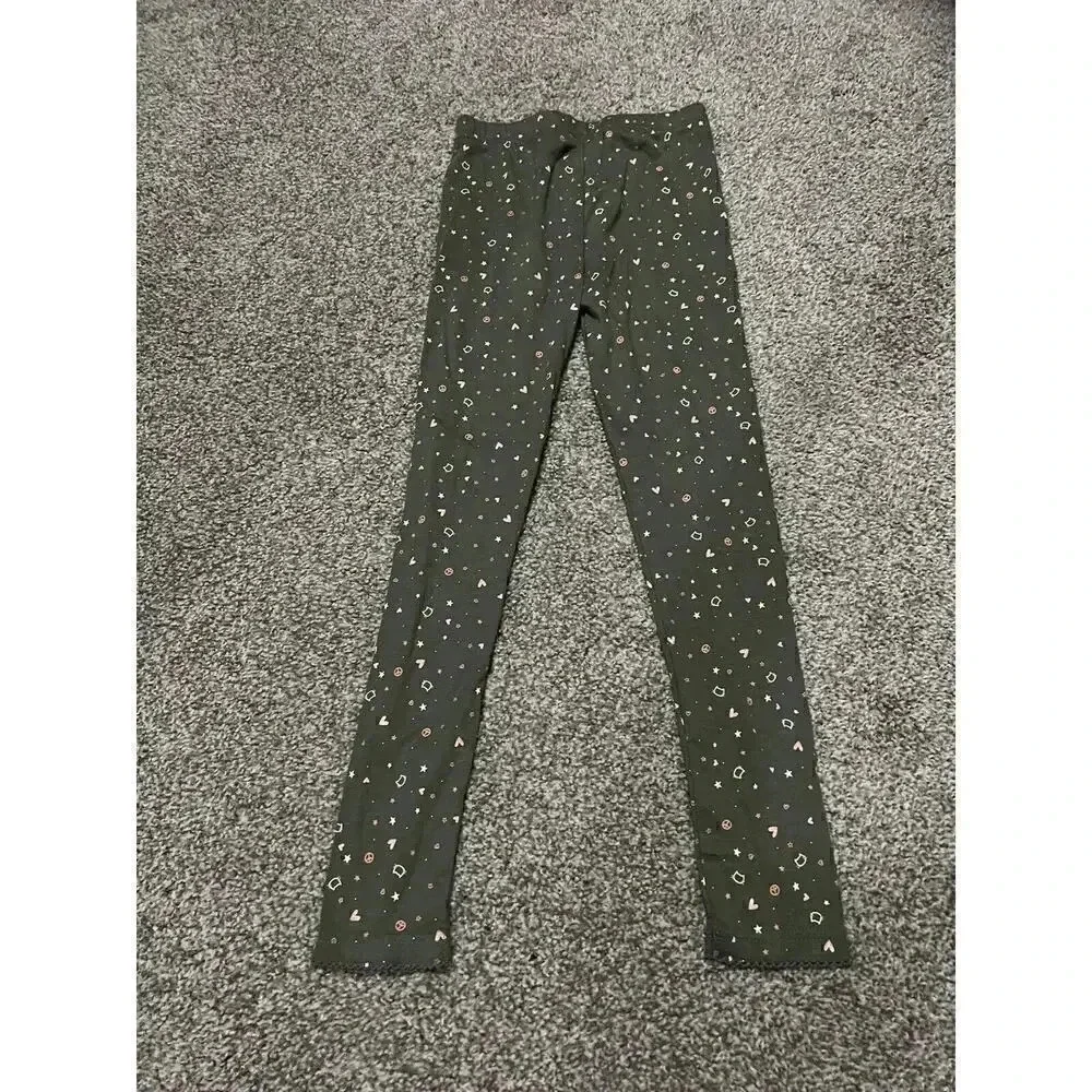 CARTERS GIRLS GREEN STAR PRINTED ELASTIC WAIST STRETCH LEGGINGS Sz 7 - Picture 2 of 3